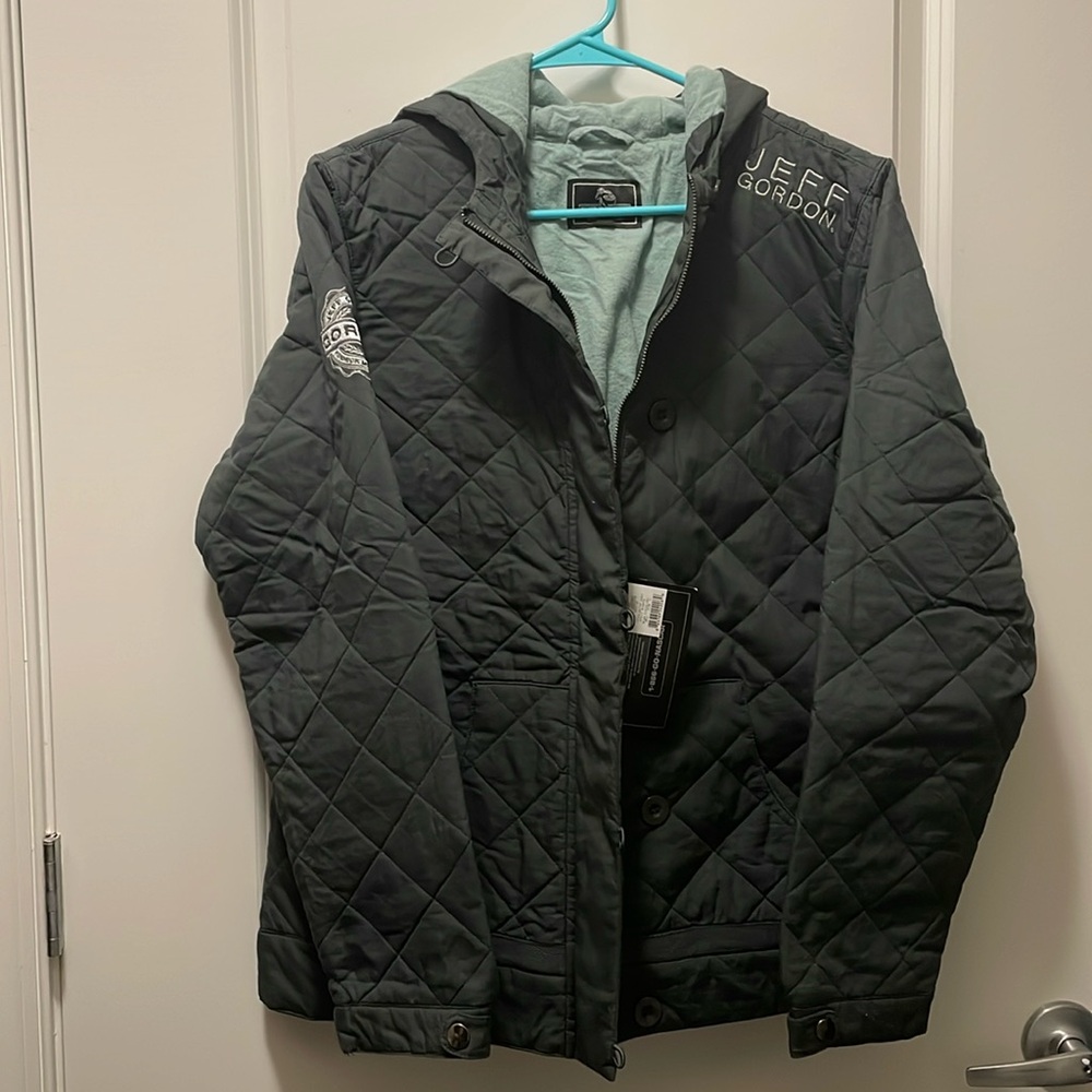 Quilted NASCAR Jeff Gordon Coat with Attached Hood